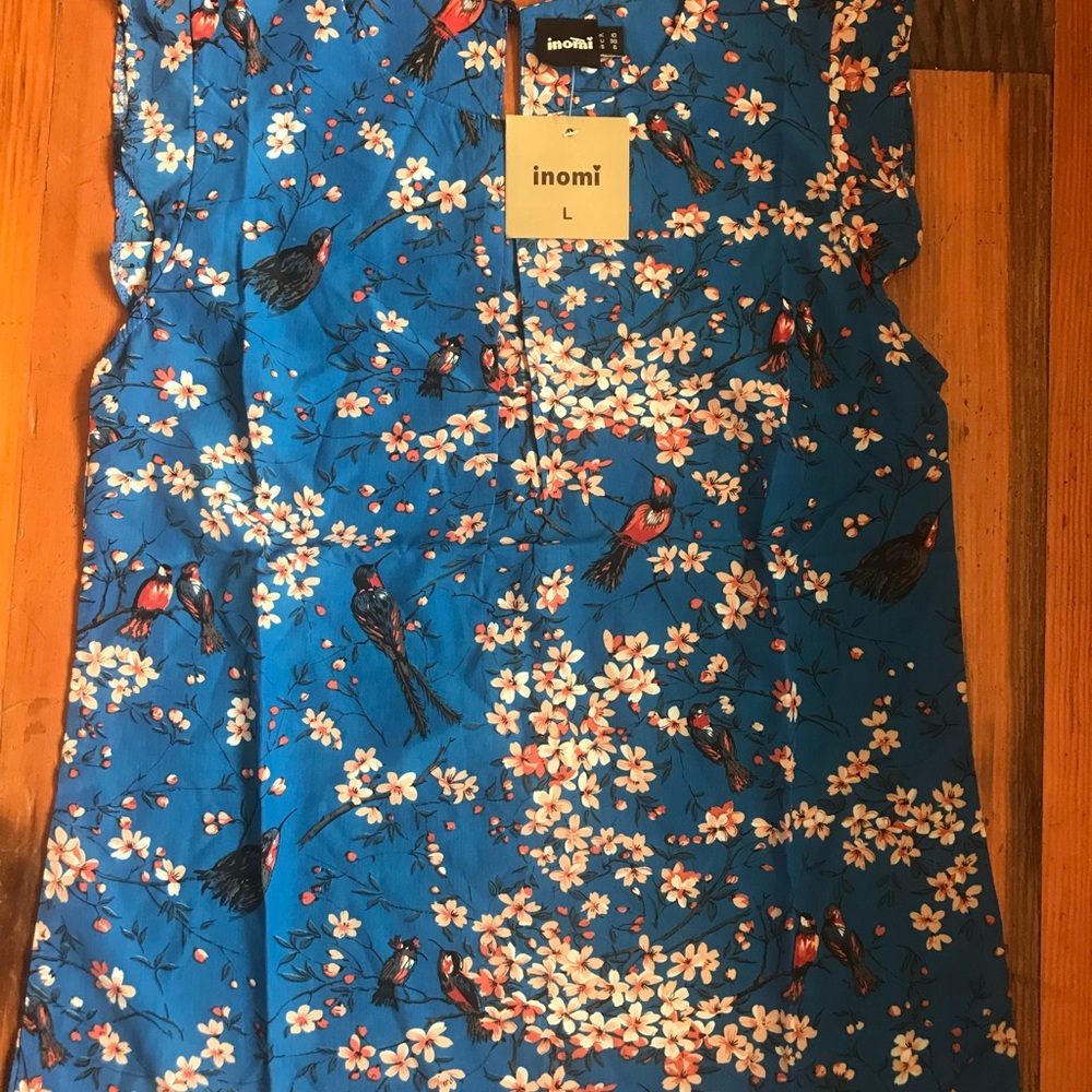 Nomi Blue Floral Bird Print Blouse